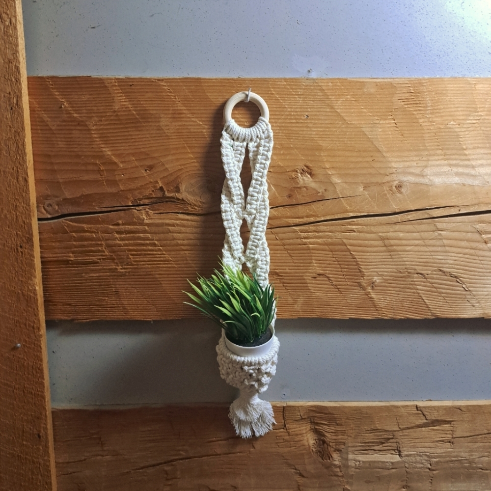 Macrame hanger with  faux succulent.